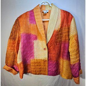Vintage Anage Patchwork 100% Silk Jacket, Size Large